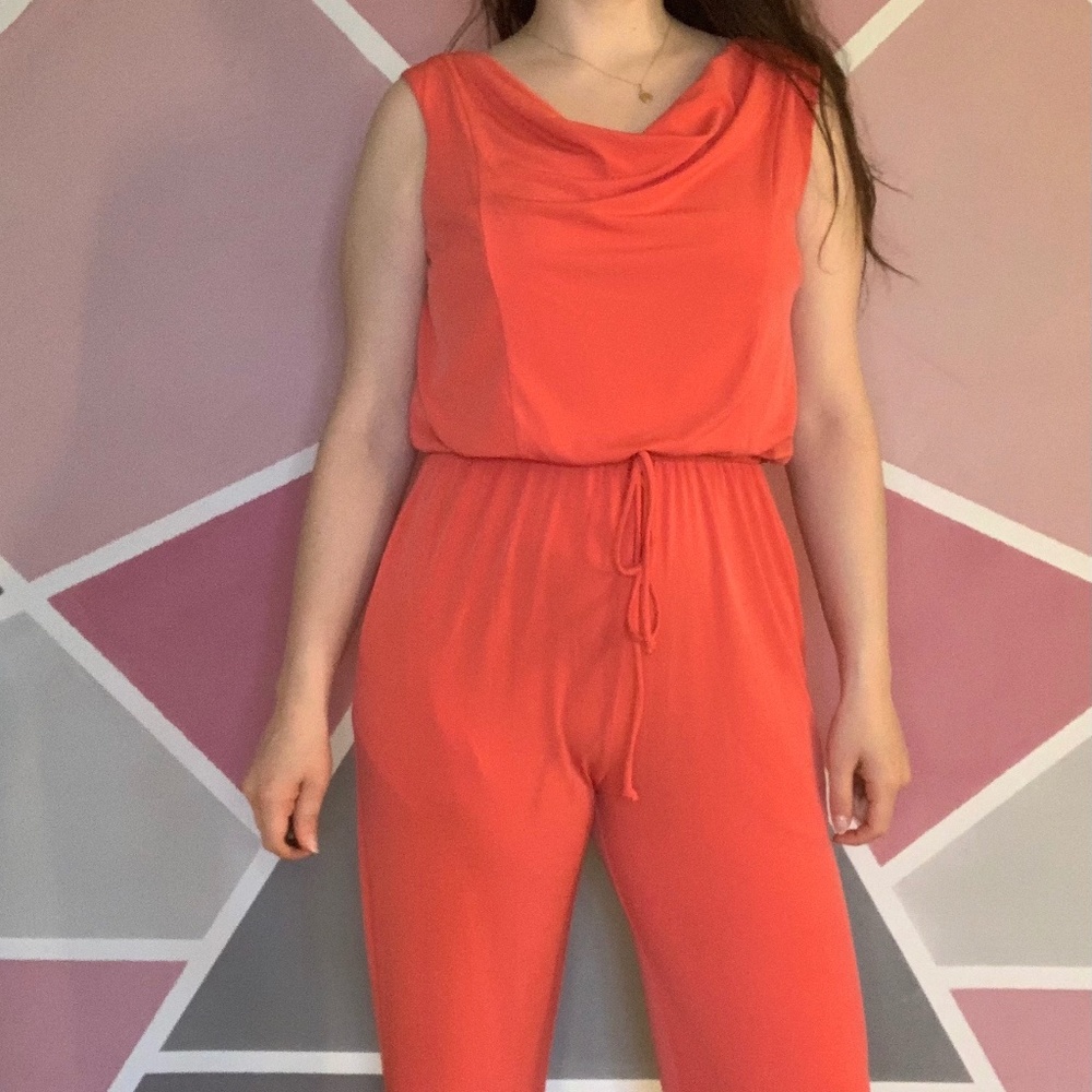 coral jumpsuit by donna ricco